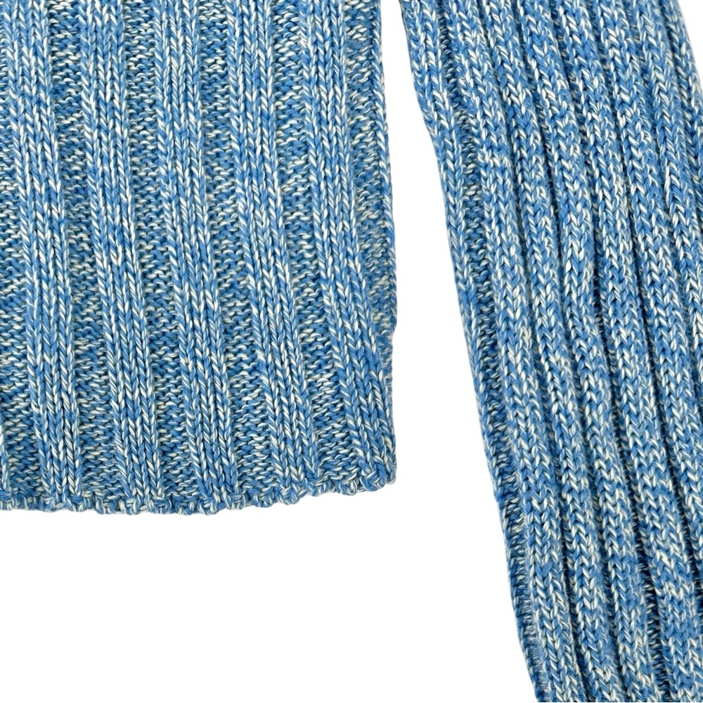 Baserange Macau Sweater Blue Melange Ribbed Boat Neck Crop Long Sleeve Knit Top - Picture 6 of 10